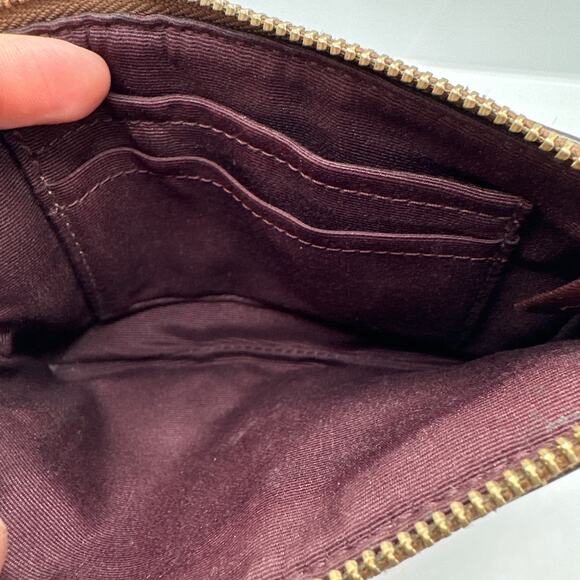 COACH Brown Gold Signature Coat Canvas Wristlet - Picture 5 of 7